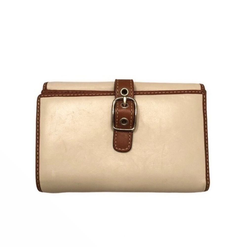 Coach brown and white leather wallet